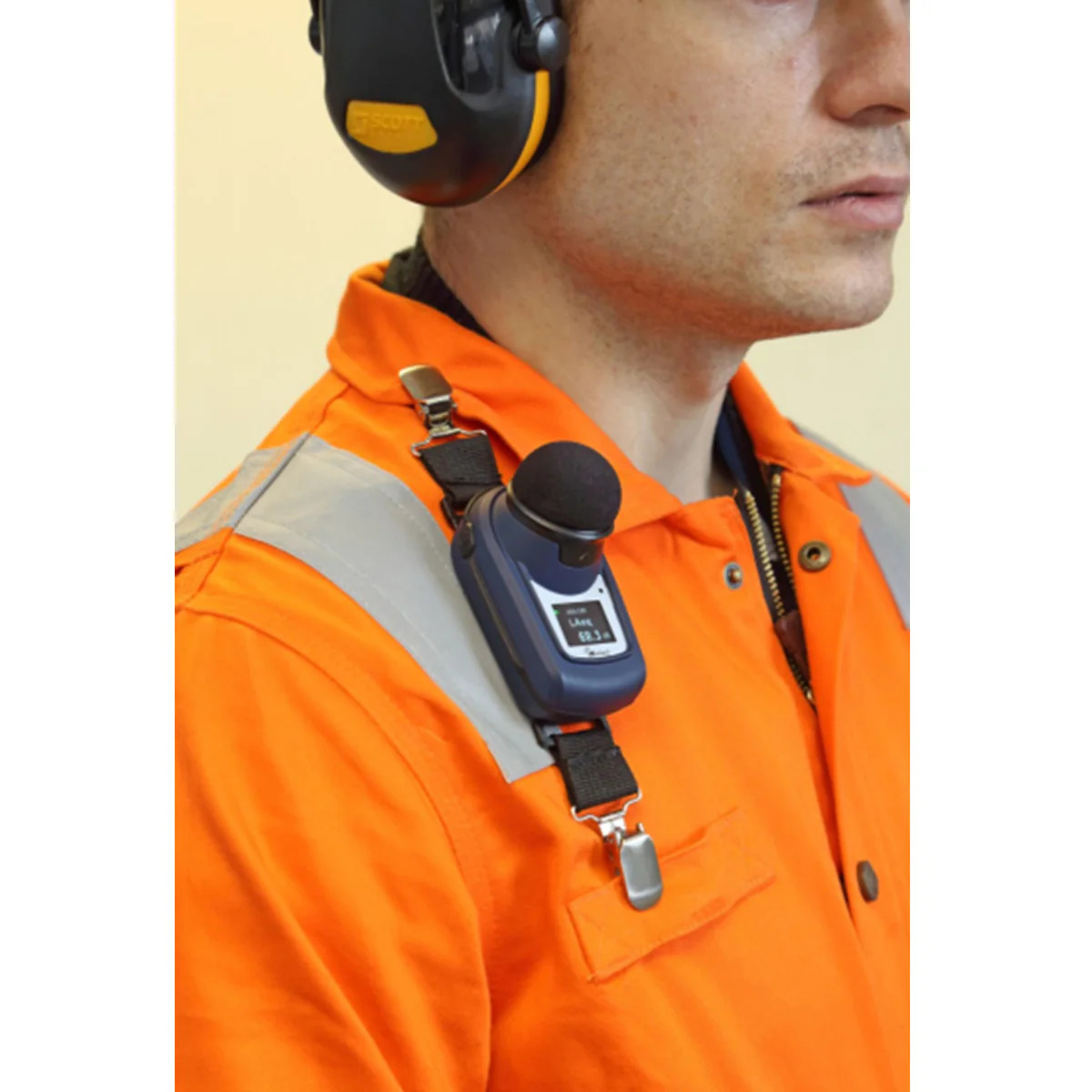 Personal dosimeters measure actual worker noise exposure over a full shift.