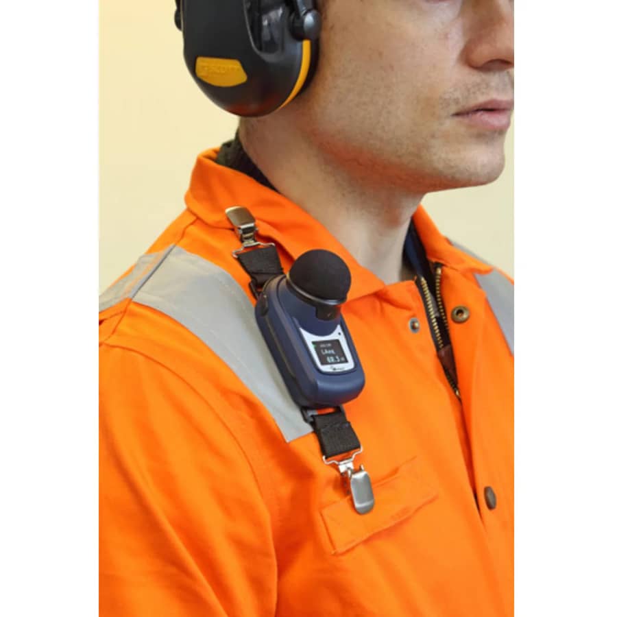 Personal dosimeters measure actual worker noise exposure over a full shift.